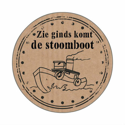 Ronde kraft stickers zie ginds komt de stoomboot