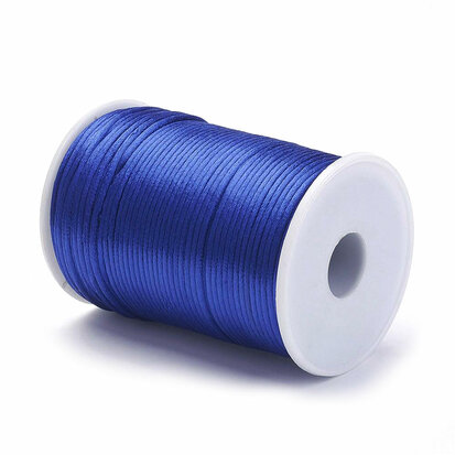 Satijn koord 2 mm blauw 73 meter rol