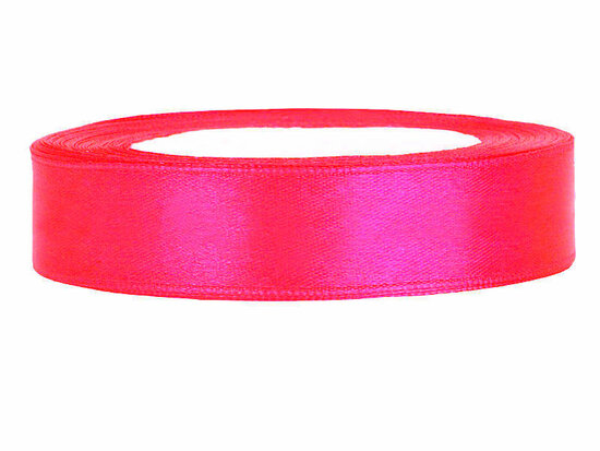 Satijn lint 2 cm breed neon fuchsia