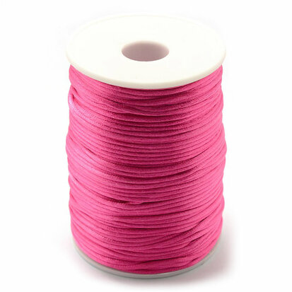 Satijn koord 2 mm fuchsia 73 meter rol