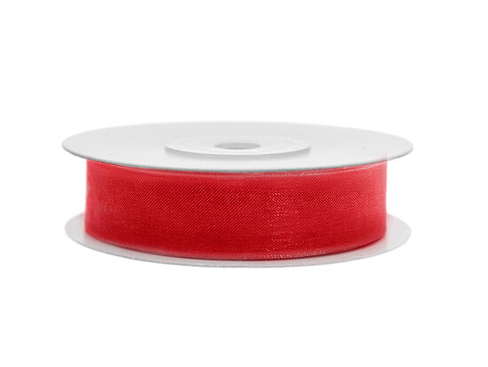 Organza lint 15 mm breed rood 45 meter