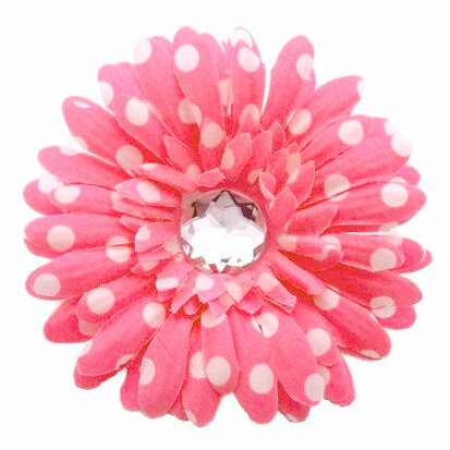 Haarclip gerbera roze stip