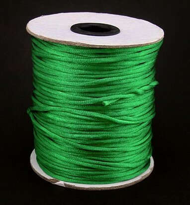 Satijnkoord 2 mm groen 100 yard rol - 91.4 meter