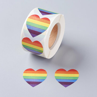 Hartjes stickers regenboog 10 stuks