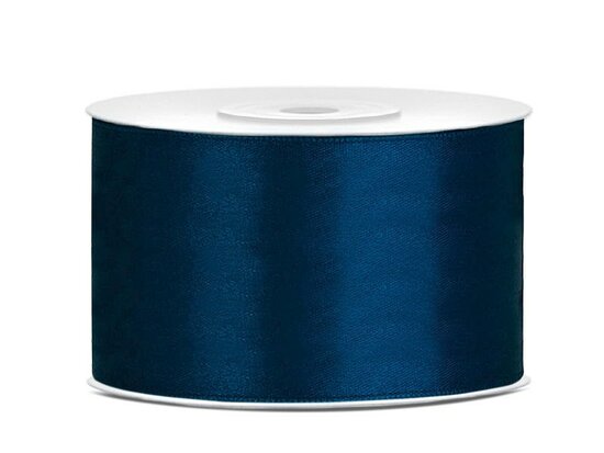 Satijn lint 38 mm donker blauw