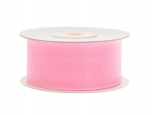 Organza lint 38 mm roze 32 meter rol