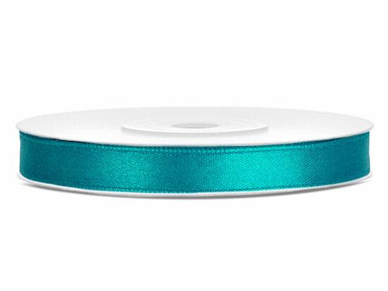 Satijn lint 6 mm breed aqua