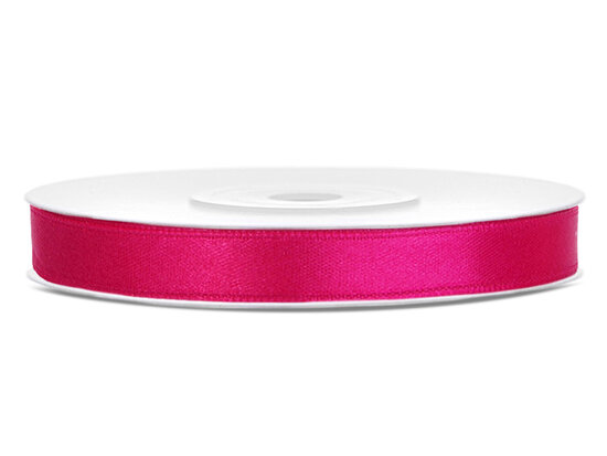 Satijn lint 6 mm fuchsia 50 meter rol