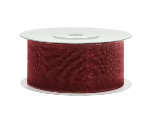 Organza lint 38 mm bordeaux rood 32 meter rol