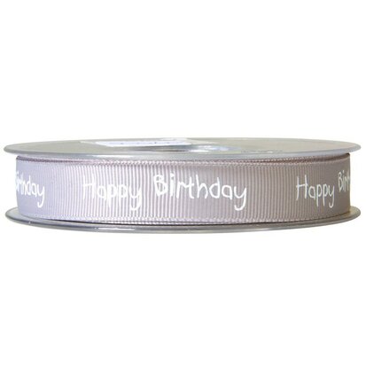 Grosgrain lint grijs happy birthday