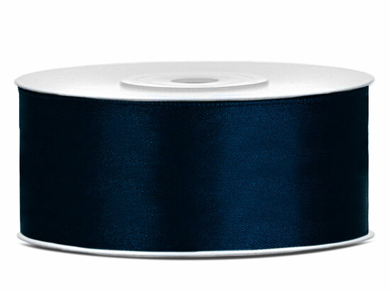 6 meter Satijn lint 25 mm donker blauw