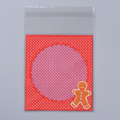 Cellofaan zakjes met plakstrip gingerbread man 10 stuks