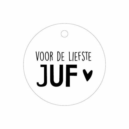 Label rond voor de liefste juf