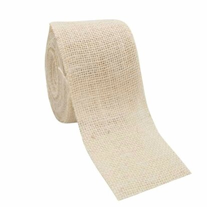 Jute lint creme 7 cm breed 8 meter rol extra kwaliteit