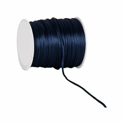 Satijn koord 2 mm donker blauw 100 meter rol