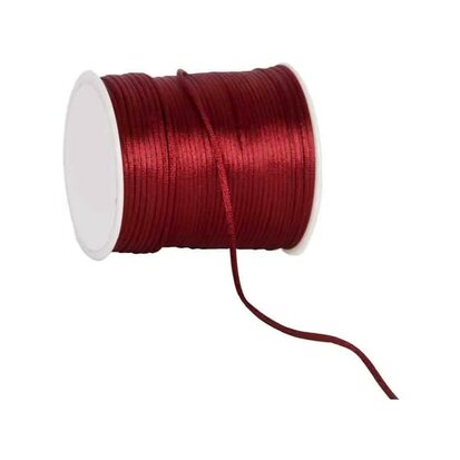 Satijn koord 2 mm bordeaux rood 100 meter rol