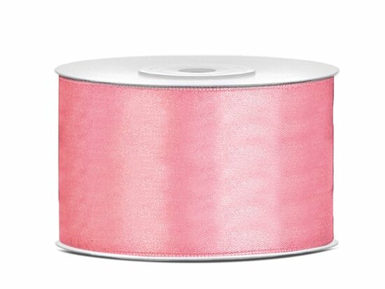 Dubbelzijdig satijn lint 38 mm oud roze