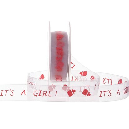 Organza lint  wit it's a girl 23 mm breed 