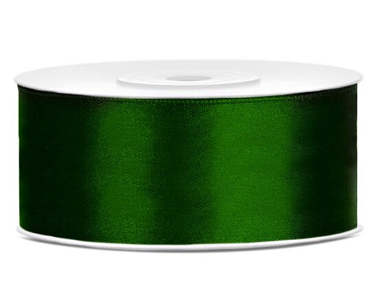 Dubbelzijdig satijn lint 25 mm donker groen