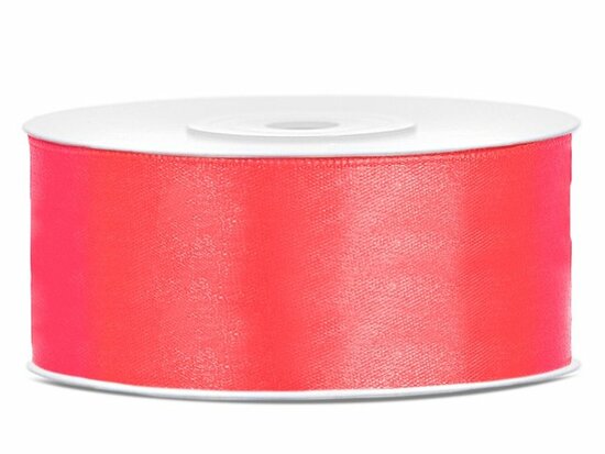 Satijn lint 2.5 cm breed neon fuchsia