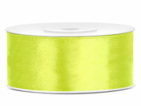 Satijn lint 2.5 cm breed neon geel