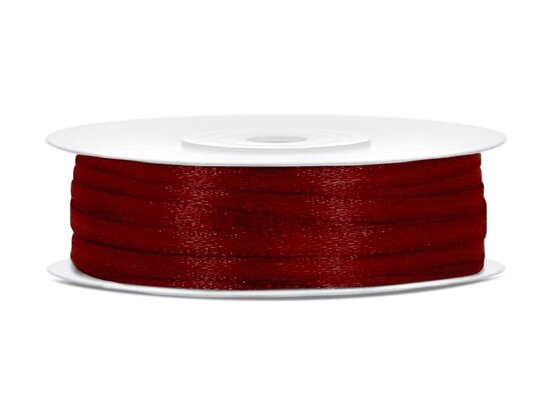 Satijn lint 3 mm bordeaux rood 91 meter rol