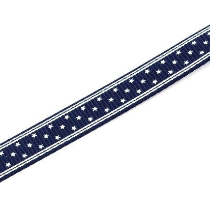 4.95 meter Grosgrain lint 1 cm donker blauw met streep en sterren