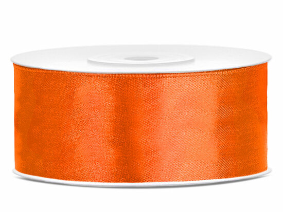 6 meter Satijn lint 25 mm fel oranje