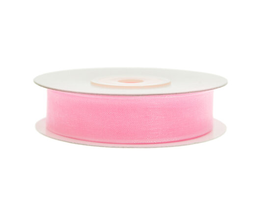 Organza lint 1 cm breed roze