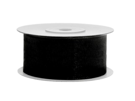 Organza lint 38 mm zwart 32 meter rol