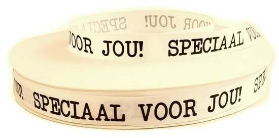 Satijn lint off-white speciaal voor jou 15 mm breed 5 meter