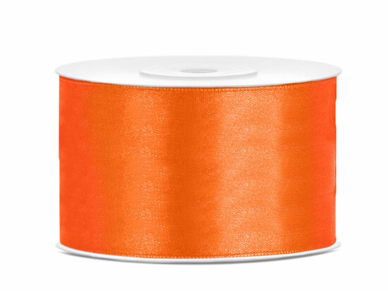 Satijn lint 38 mm breed oranje 6 meter