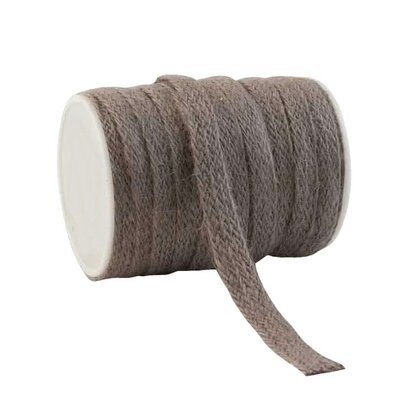 Jute lint taupe gevlochten 12 mm breed 20 meter rol