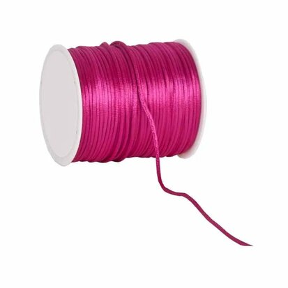 Satijn koord 2 mm fuchsia 100 meter rol