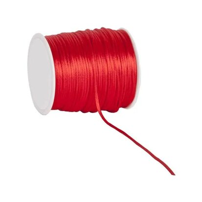 Satijn koord 2 mm rood 100 meter rol