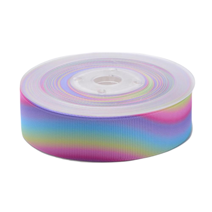 Grosgrain lint 25 mm breed regenboog pastel 