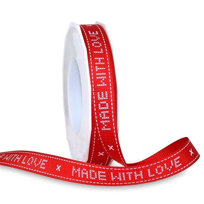 Grosgrain lint 1.5 cm rood lint made with love 5 meter