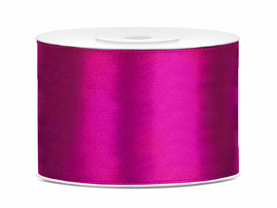 Satijn lint 50 mm donker fuchsia 6 meter 