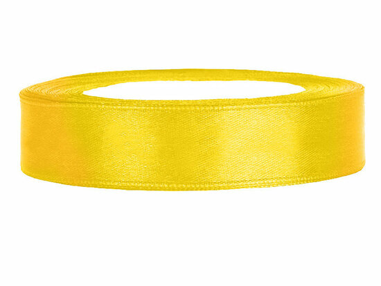 Satijn lint 15 mm breed geel 100 meter rol