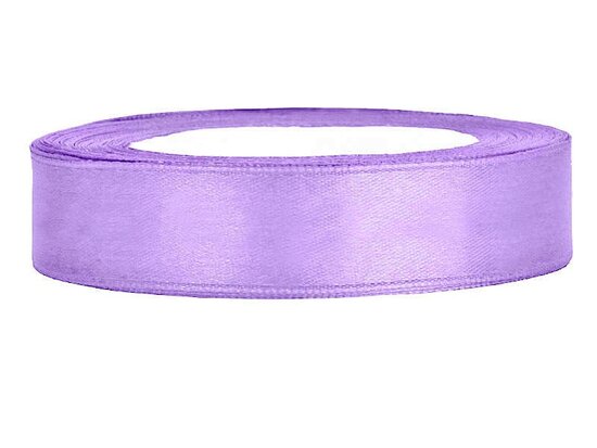 Satijn lint 1 cm breed lavendel 100 meter rol