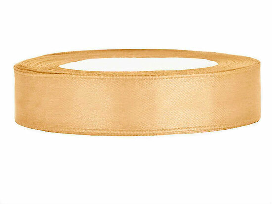 Satijn lint 1 cm breed goud 100 meter rol