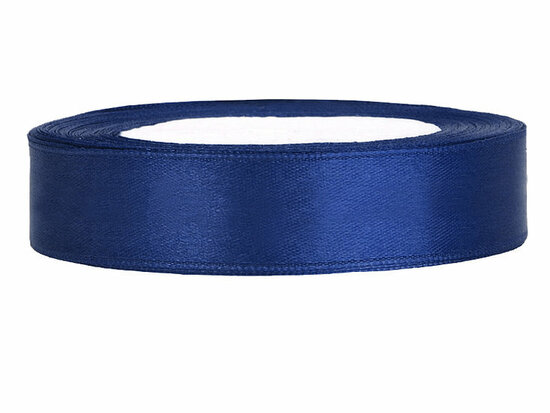 Satijn lint 1 cm breed donker blauw 100 meter rol