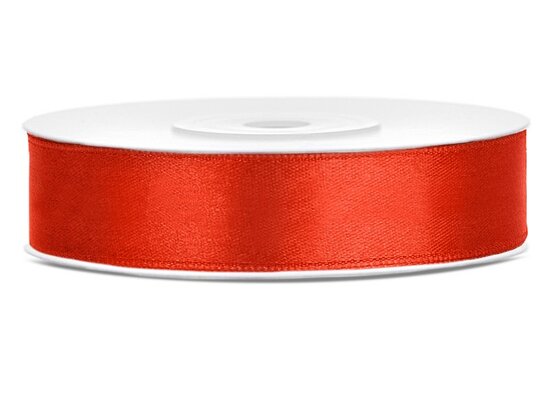 Satijn lint 12 mm tomaten rood