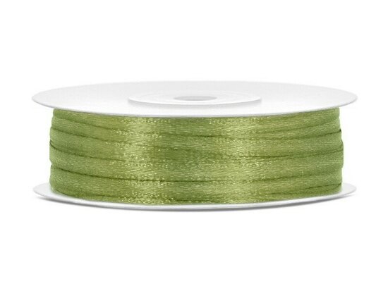 50 meter rol satijn lint 3 mm breed saliegroen