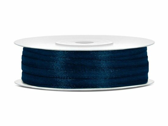 5 meter Satijn lint 3 mm donker blauw