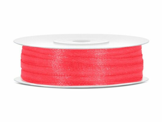 6 meter Satijn lint 3 mm bubbelgum roze