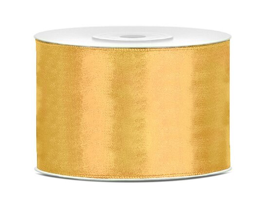 Satijn lint 50 mm breed licht goud