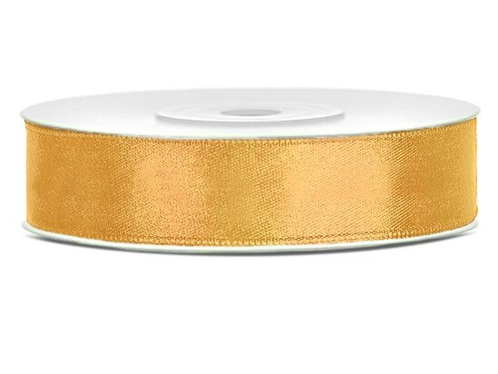 Satijn lint 12 mm breed licht goud
