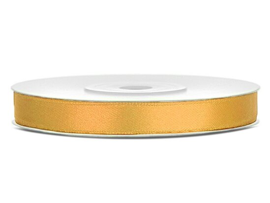 Satijn lint 6 mm breed licht goud