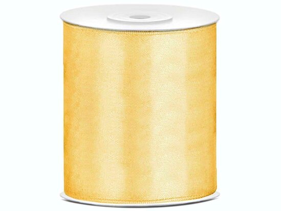 Satijn lint 100 mm licht goud
